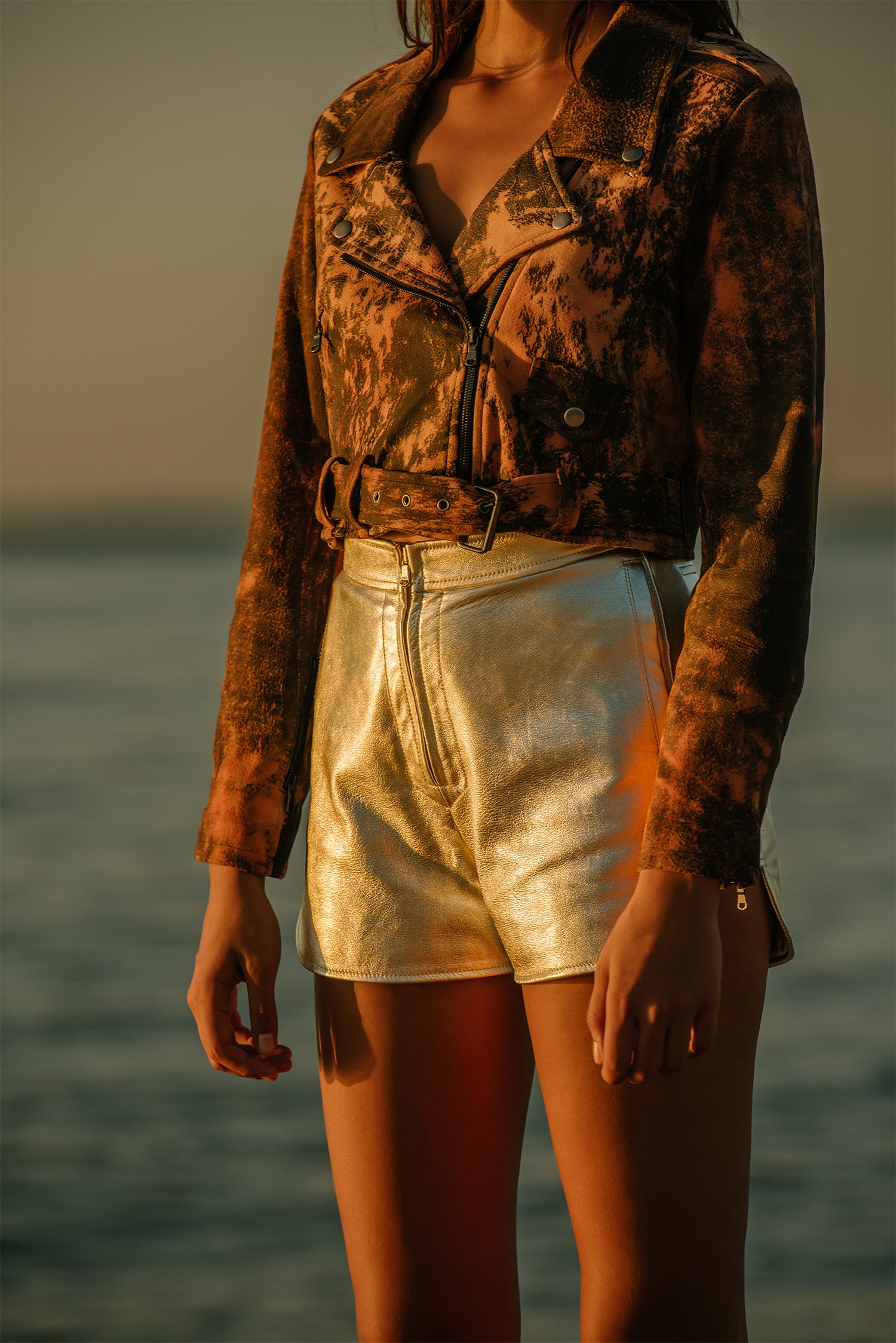 women's gold shorts