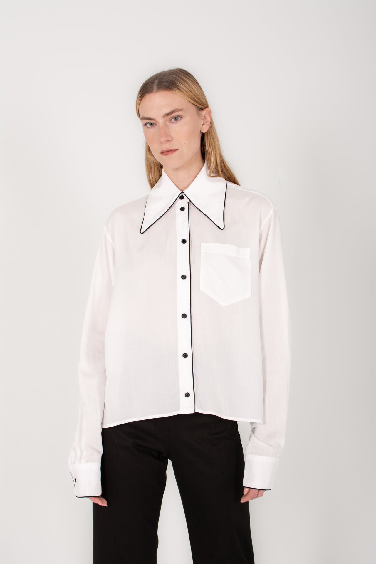 Phoebe Button up with White w/Black