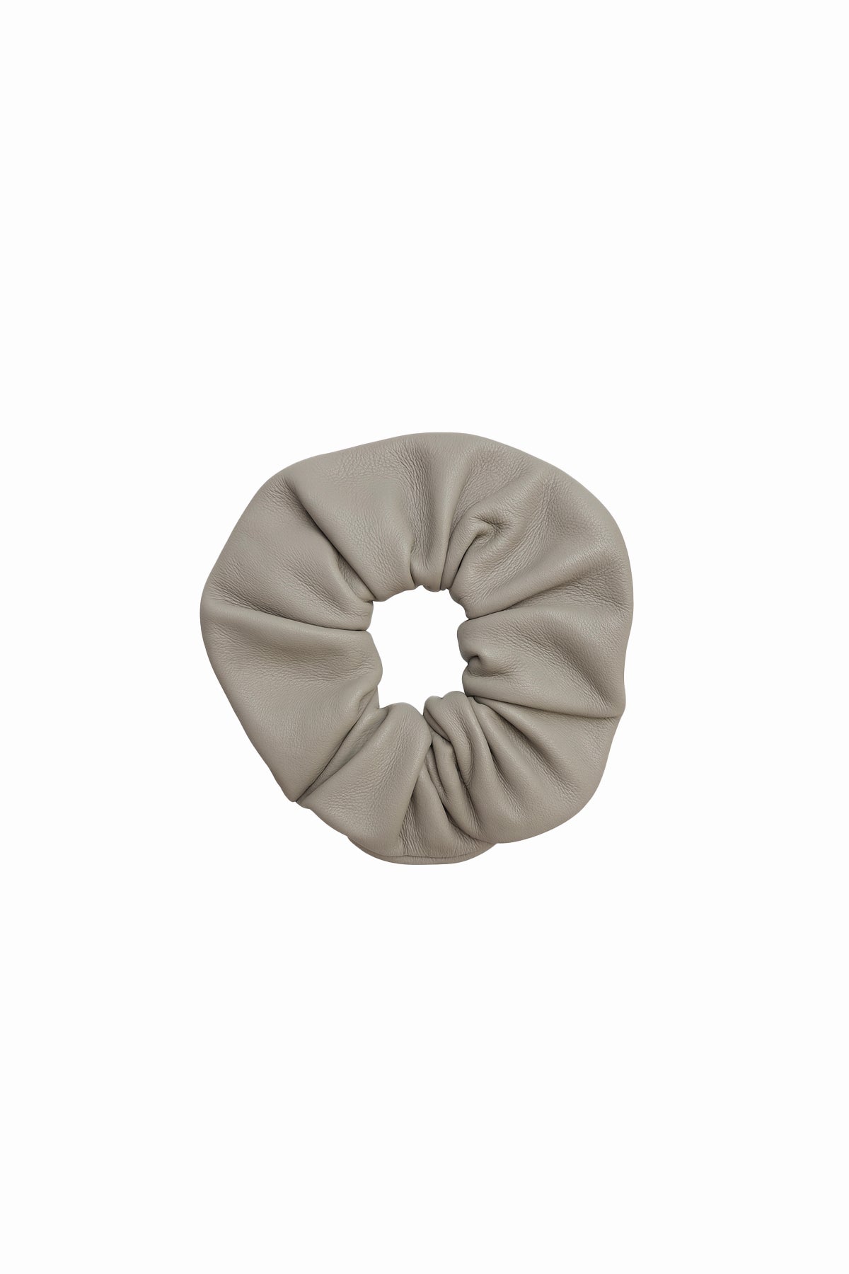 Leather Scrunchie in Dove Gray