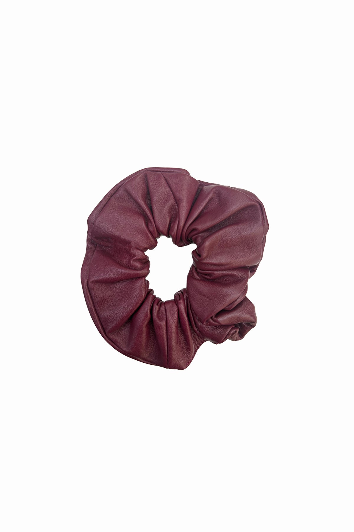 Leather Scrunchie in Burgundy