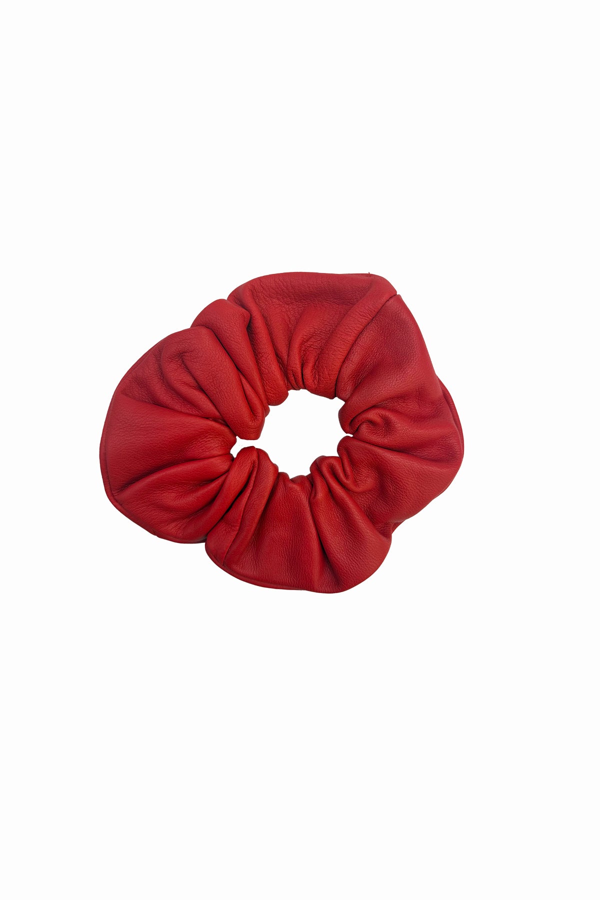 Leather Scrunchie in Red