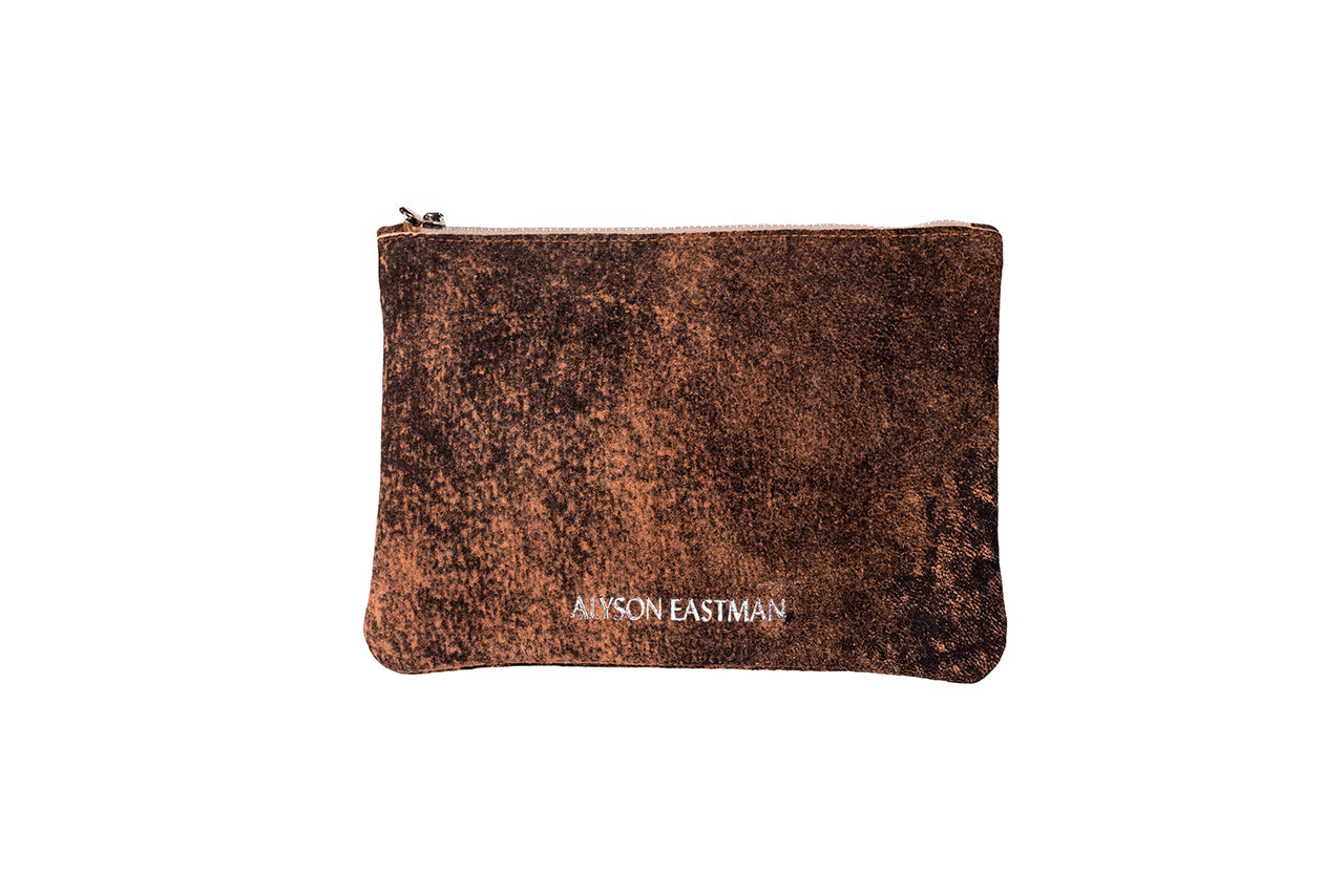 Medium Leather Pouch in Vintage Orange