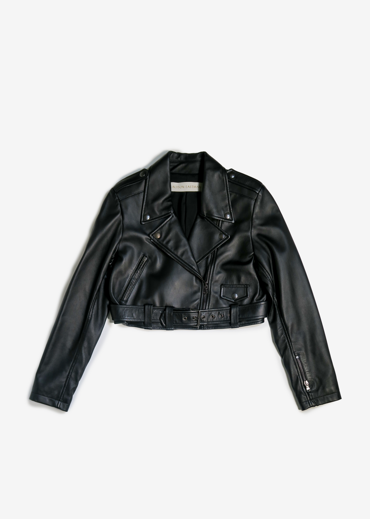 Crop Moto Jacket in Black