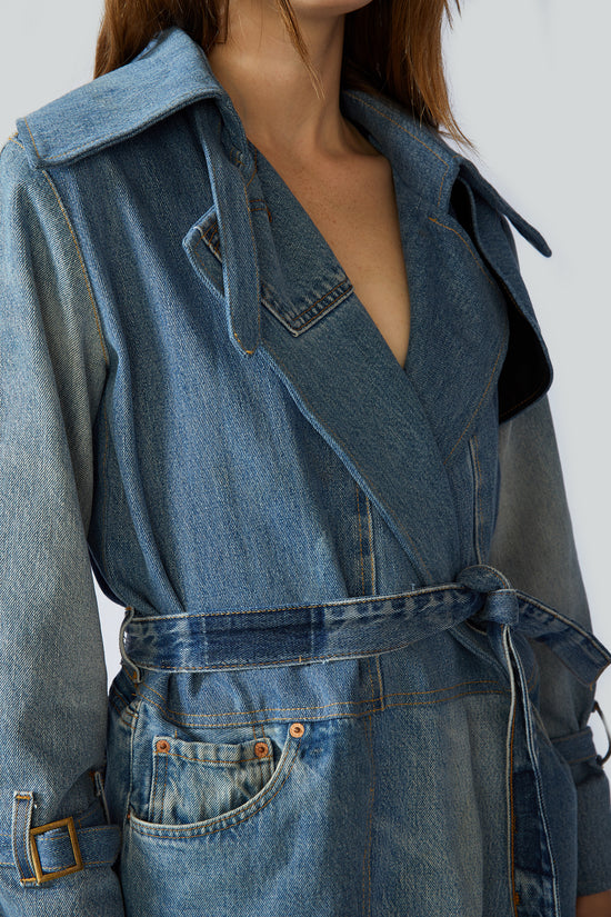 Trench Coat in Vintage Denim