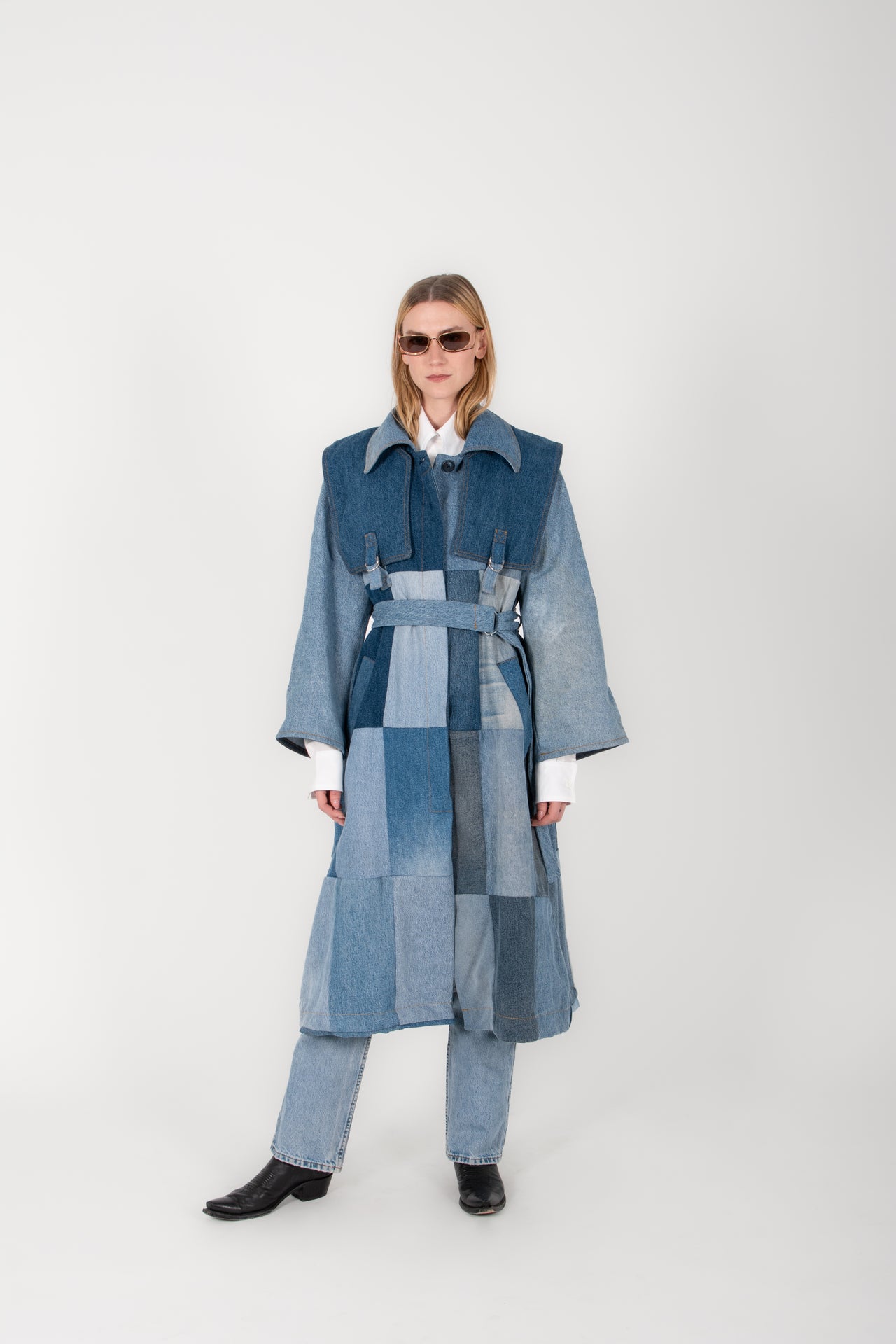 Patch Work Denim Trench