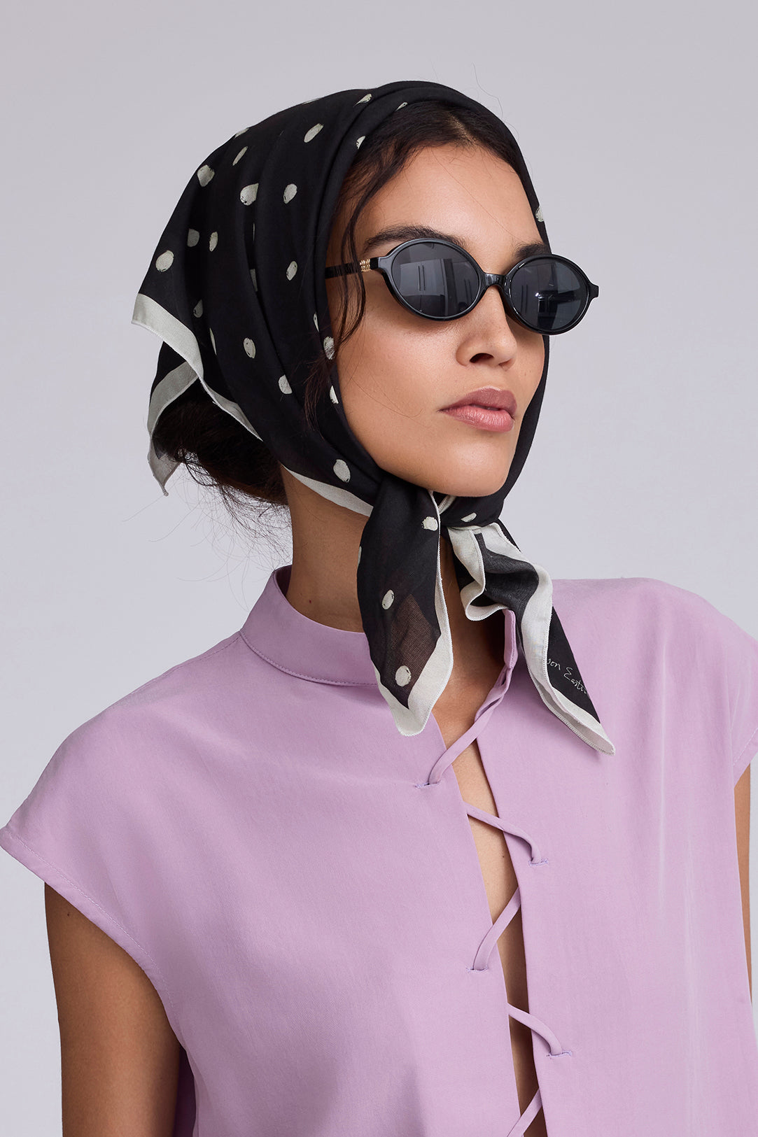 Dot Print Silk Scarf