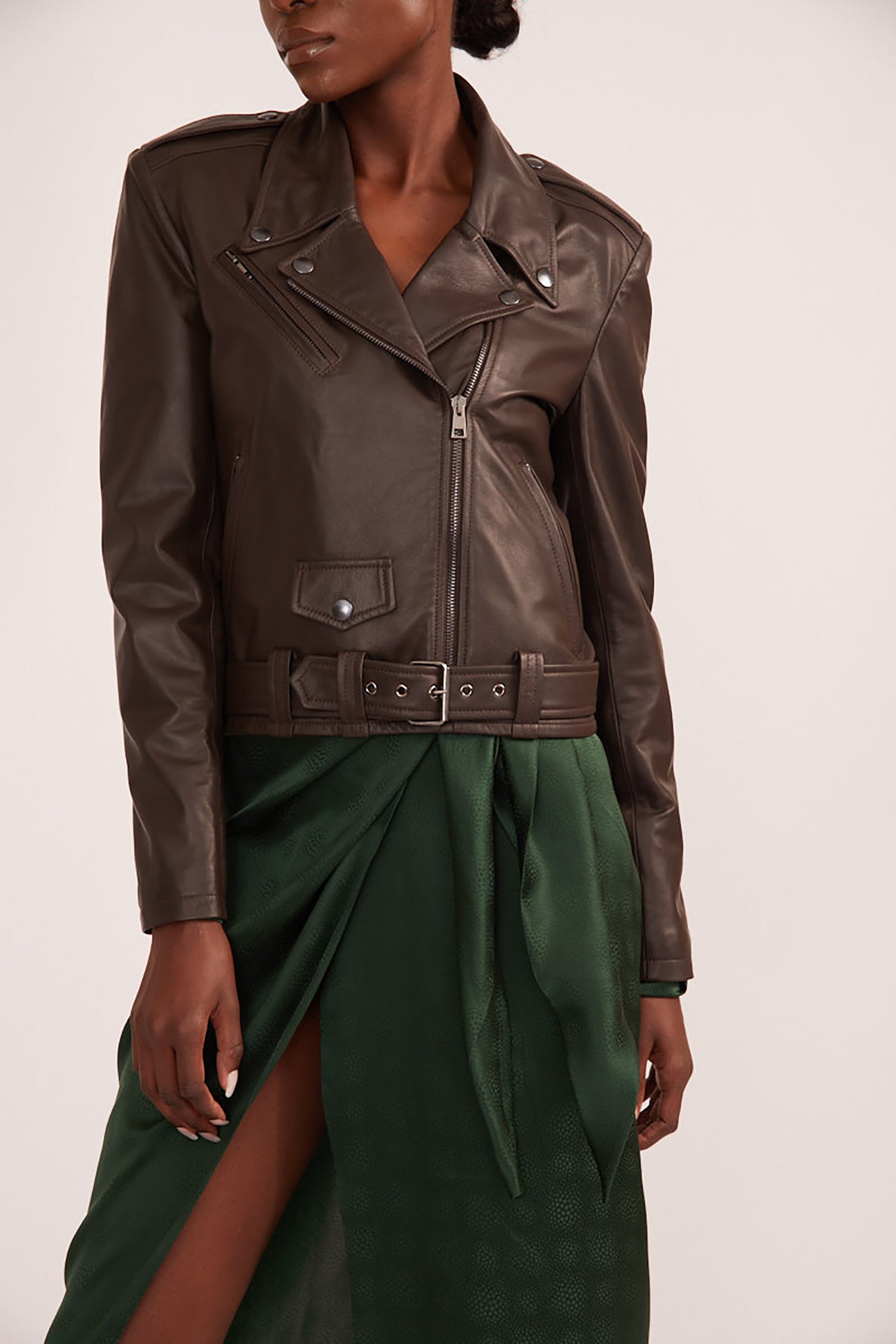 brown moto jacket