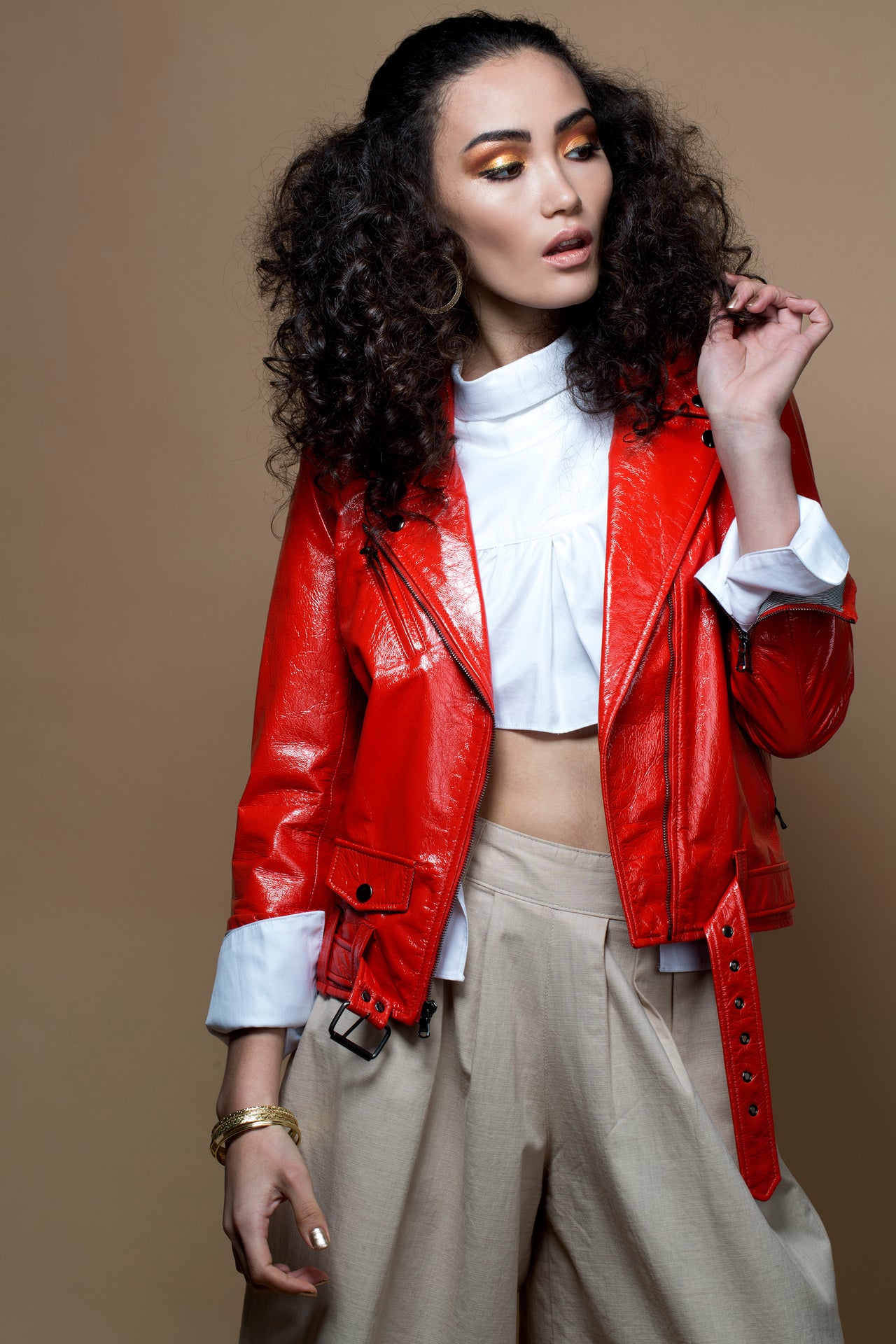 Patent Moto Jacket in Red