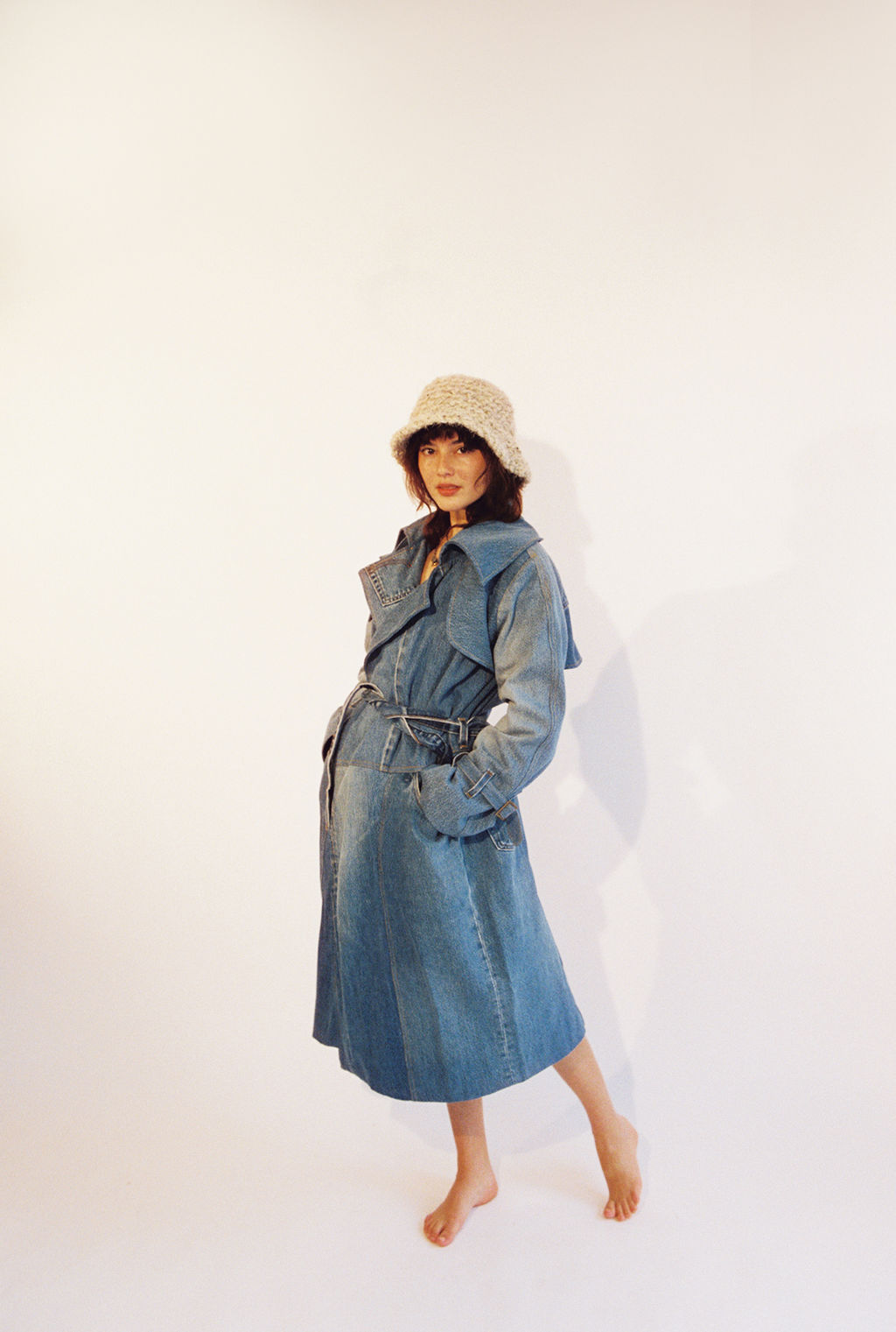 women's denim trench coat