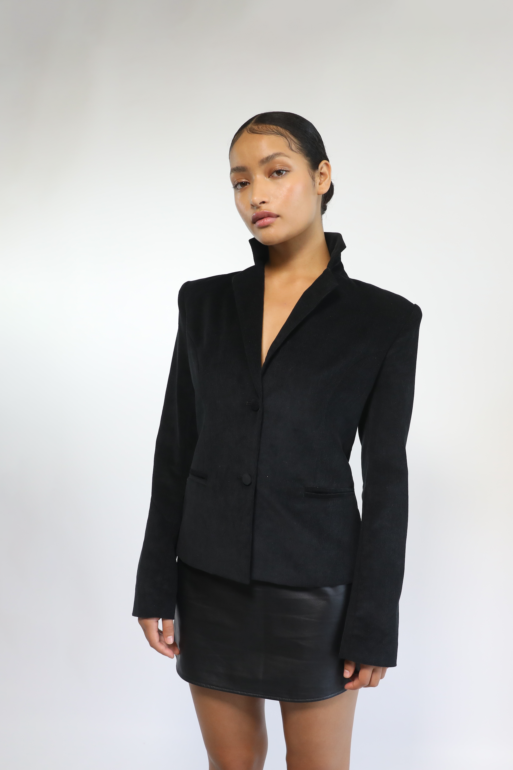 Muse Blazer in Black Corduroy