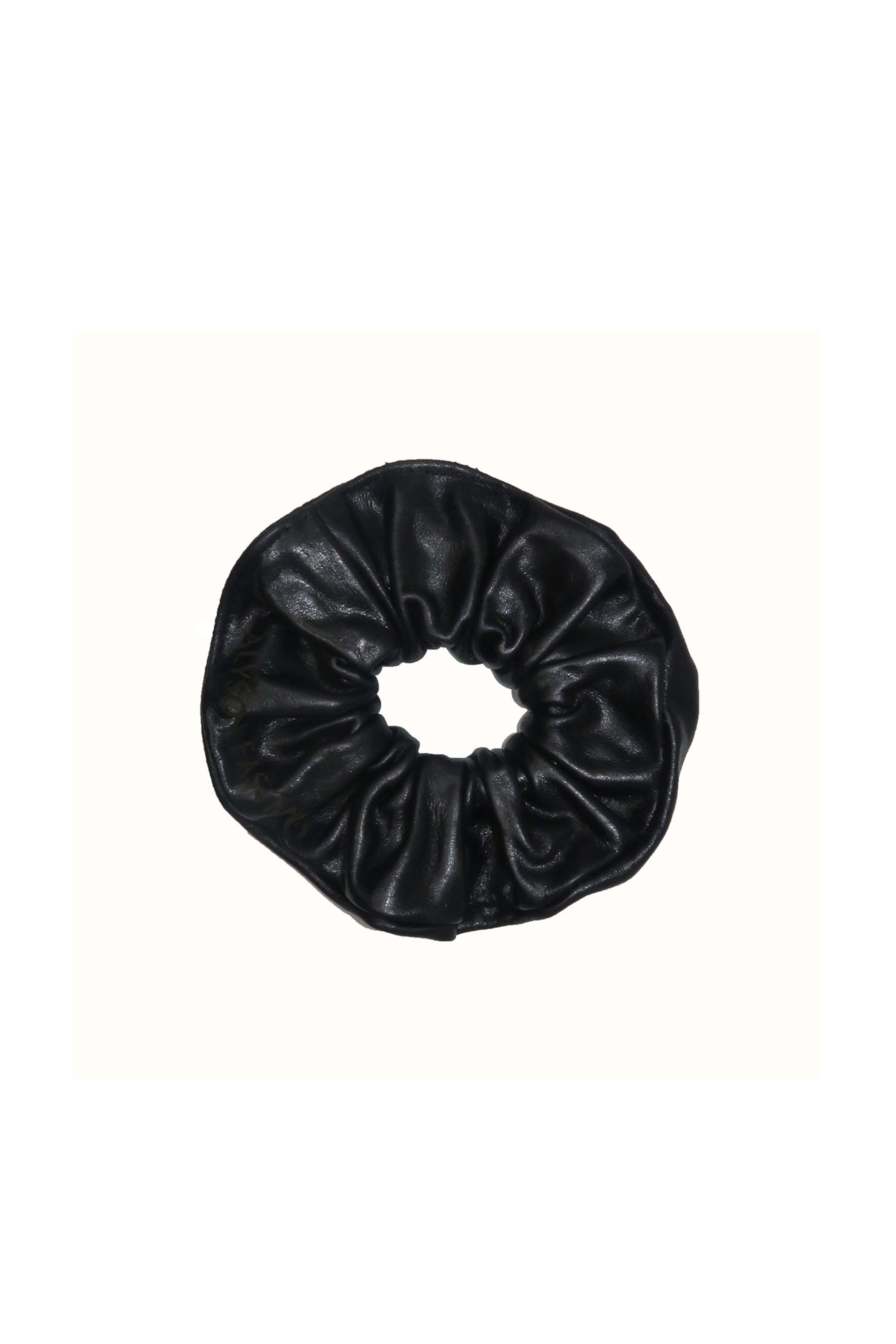 black leather scrunchies