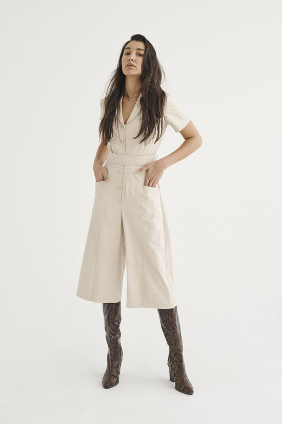 women's cream jumpsuit