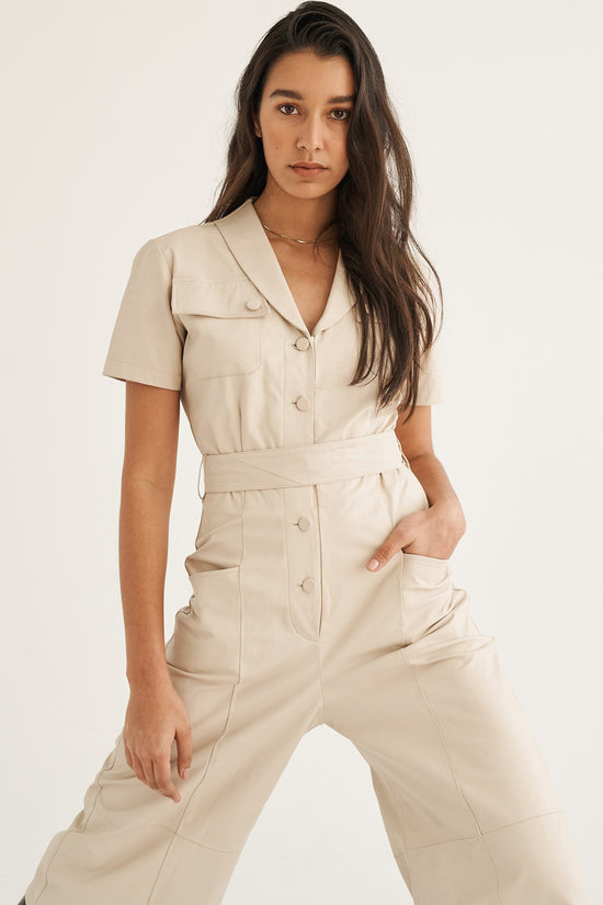 women's cream jumpsuit