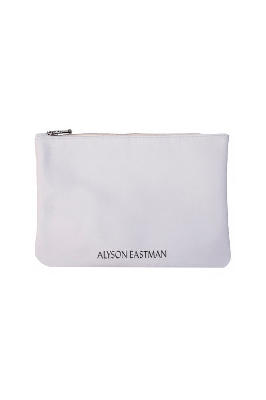 white leather pouch